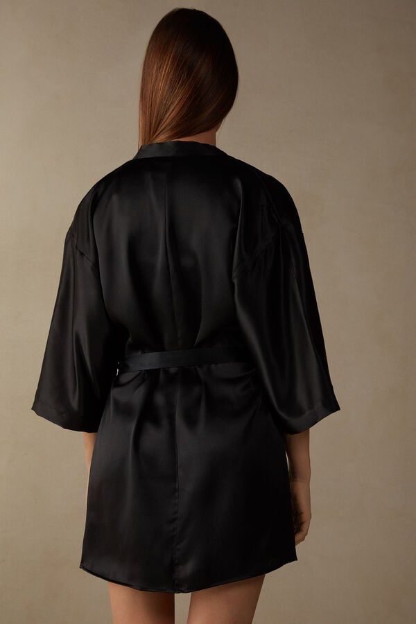 Intimssimi Silk Kimono Black | ILEAH93945