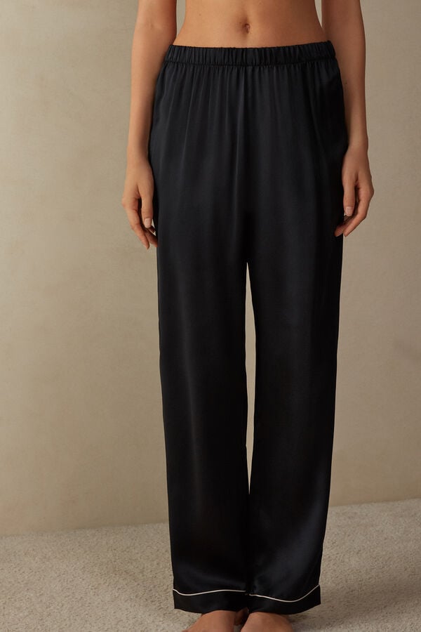 Intimssimi Silk Satin Pajama Pants Black | ILICD96748