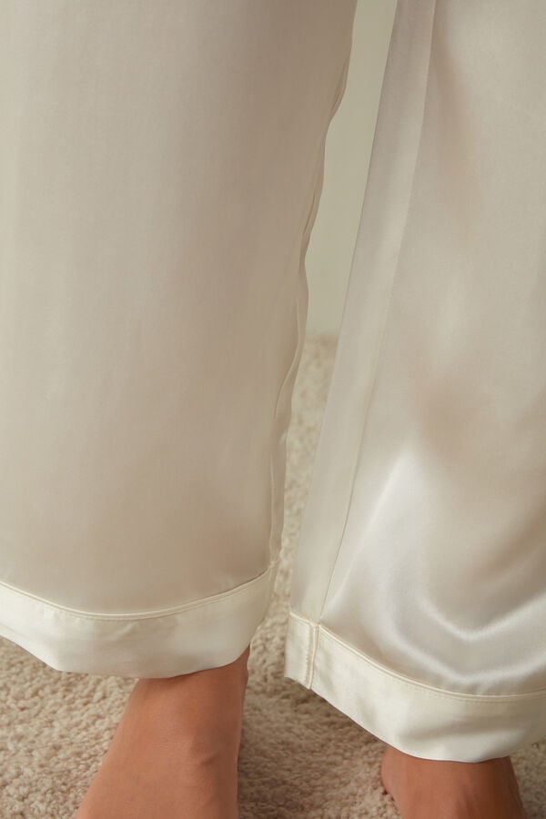 Intimssimi Silk Satin Pajama Pants White | ILQCS16954