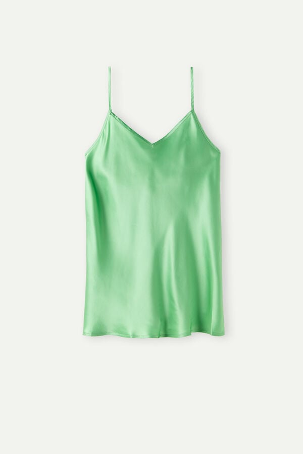 Intimssimi Silk Satin Top with V-neckline Green | ILJZR20637