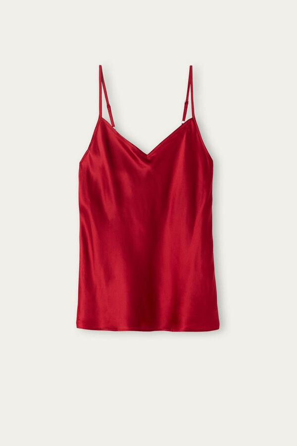 Intimssimi Silk Satin Top with V-neckline Red | ILQCS65653