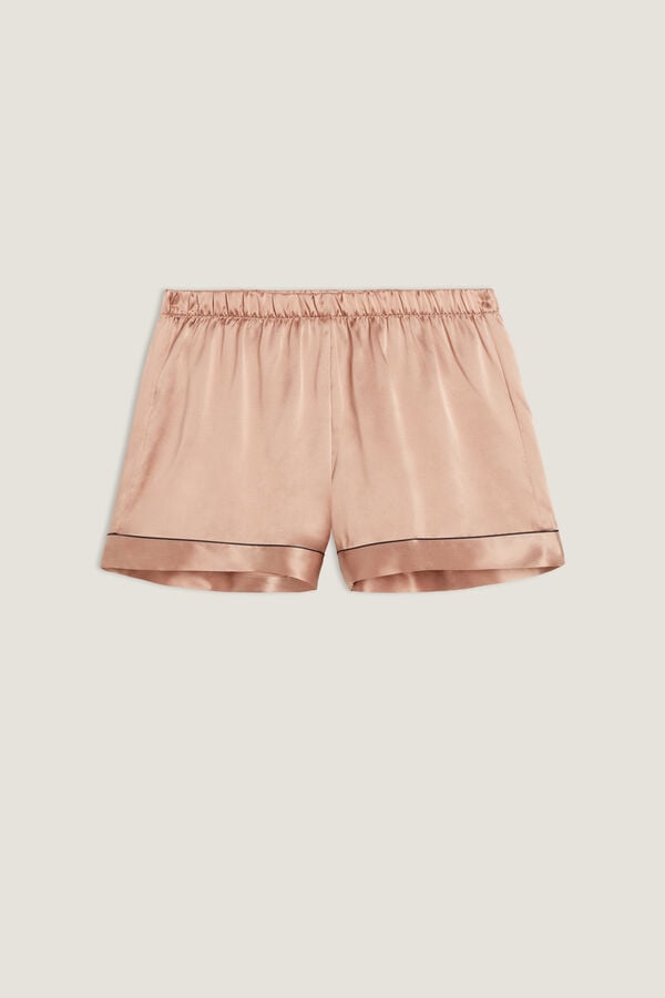 Intimssimi Silk Shorts with Contrast Trim Natural | GILEC31806