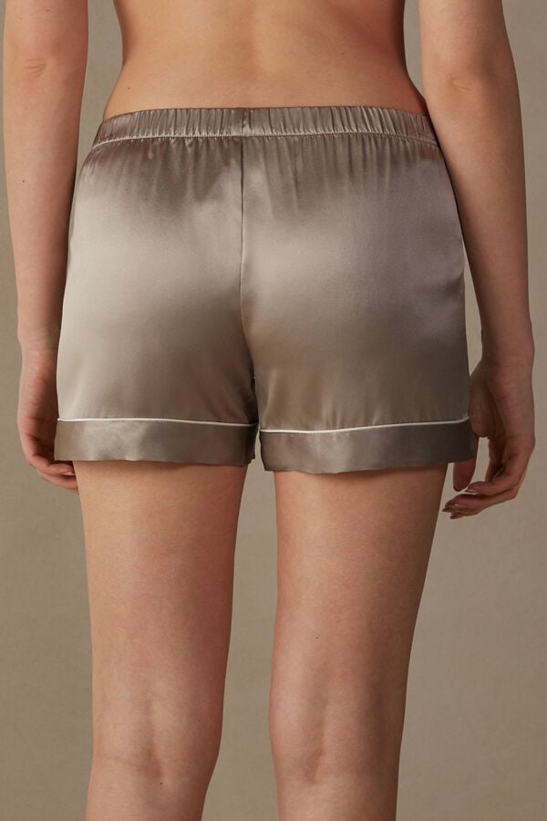 Intimssimi Silk Shorts with Contrast Trim Natural | ILQCS11886