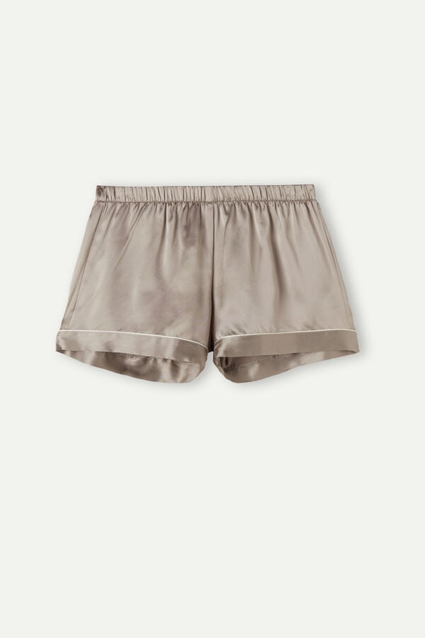 Intimssimi Silk Shorts with Contrast Trim Natural | ILQCS11886