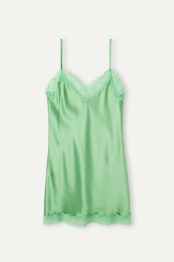 Intimssimi Silk Slip with Lace Insert Detail Green | AILWC83465