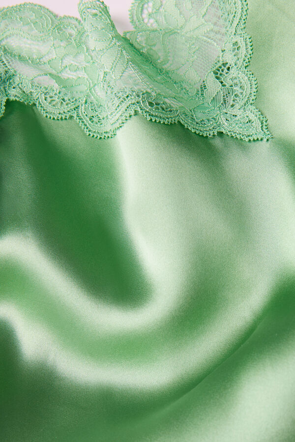 Intimssimi Silk Slip with Lace Insert Detail Green | AILWC83465