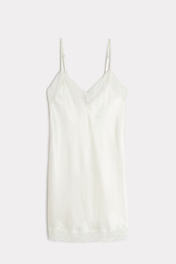 Intimssimi Silk Slip with Lace Insert Detail White | ILXBR35523