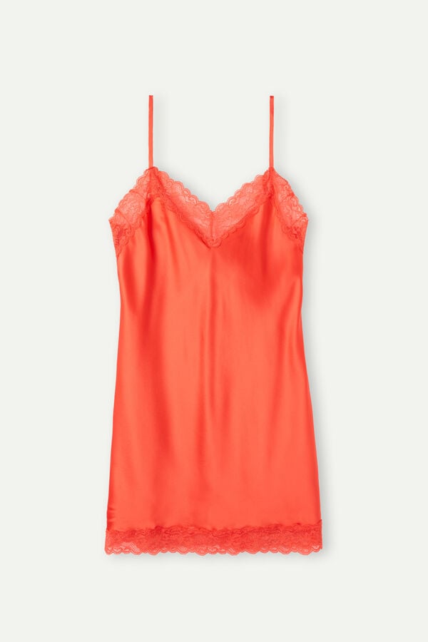 Intimssimi Silk Slip with Lace Insert Detail Orange | LILTR52291