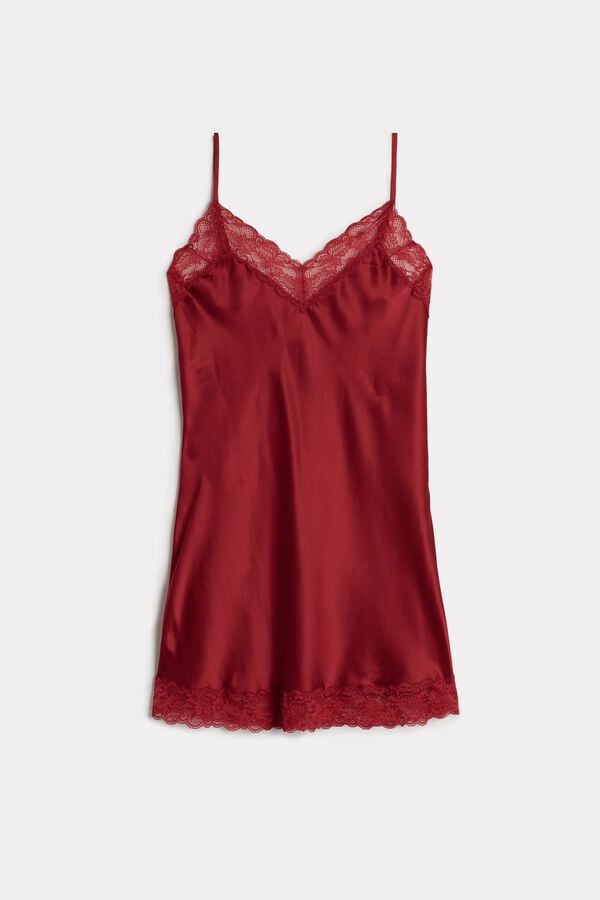 Intimssimi Silk Slip with Lace Insert Detail Red | PILQX45785