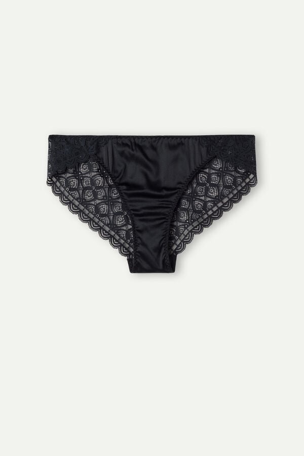 Intimssimi Silk and Lace Briefs Black | ILCVG10279