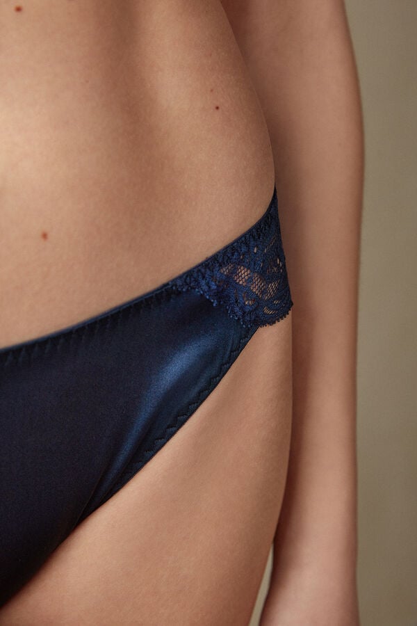 Intimssimi Silk and Lace Briefs Blue | GILUC98237