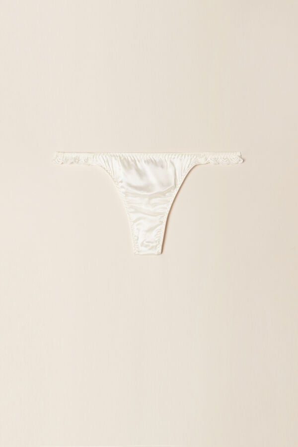 Intimssimi Silk and Lace G-String White | AILDF64478