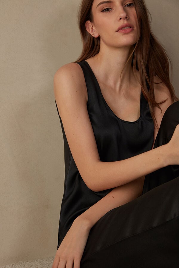 Intimssimi Silk and Modal Tank Top Black | ILNEJ33099