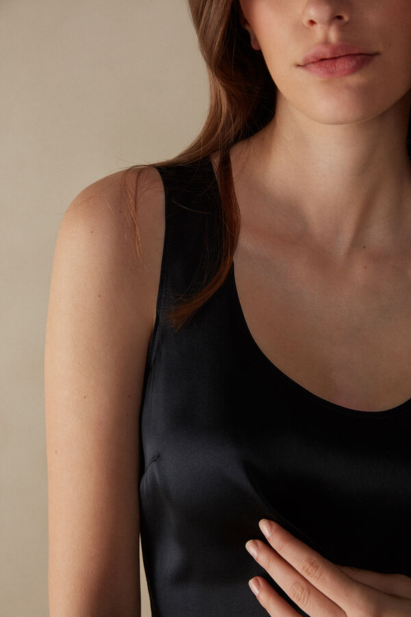 Intimssimi Silk and Modal Tank Top Black | ILNEJ33099