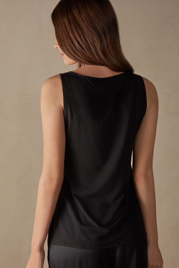 Intimssimi Silk and Modal Tank Top Black | ILNEJ33099