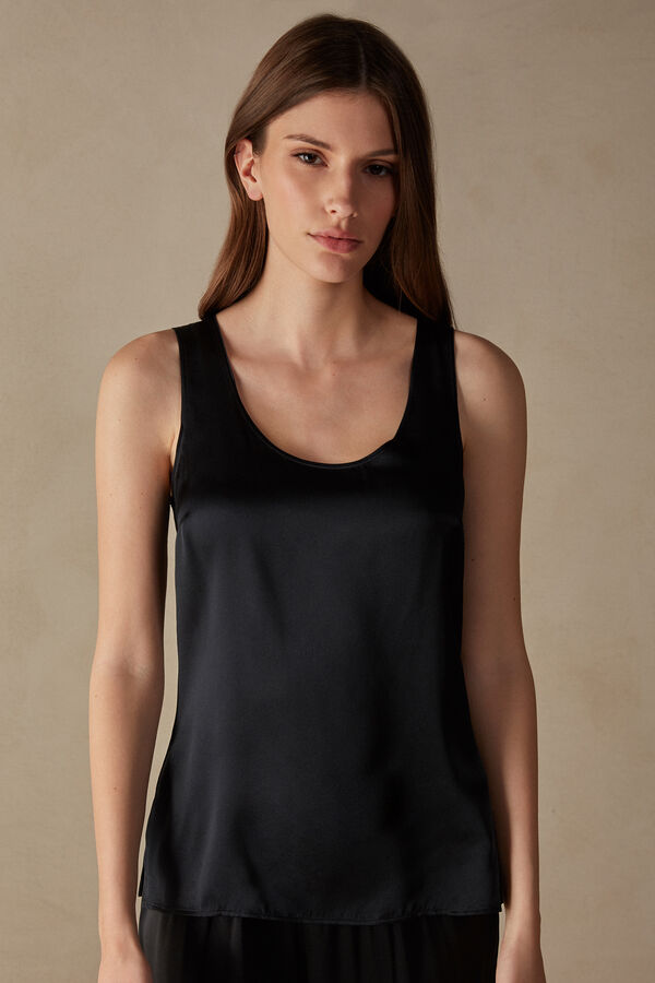 Intimssimi Silk and Modal Tank Top Black | ILNEJ33099