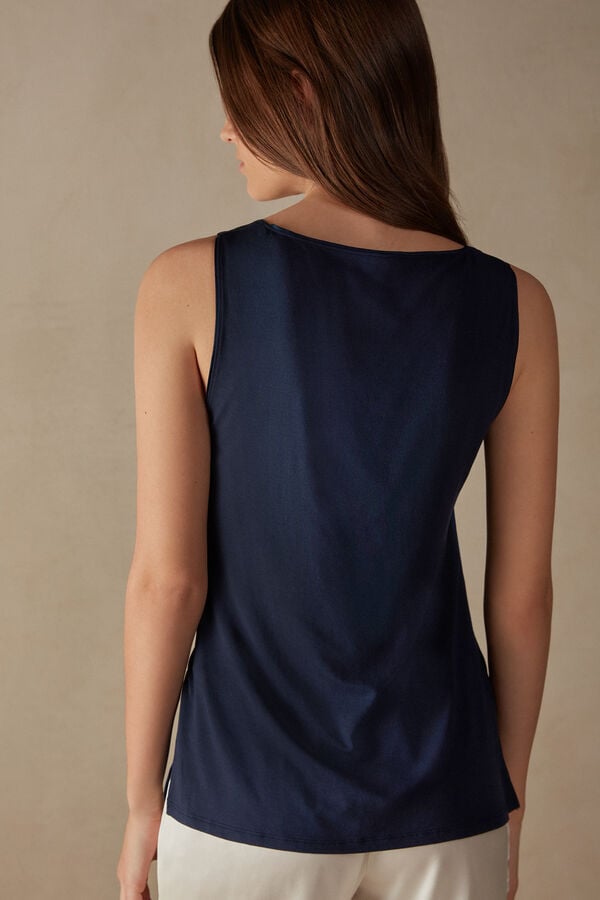 Intimssimi Silk and Modal Tank Top Blue | GILUC61392