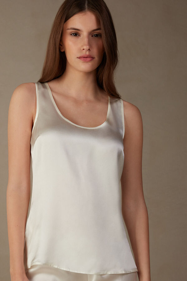 Intimssimi Silk and Modal Tank Top White | ILCIF28904