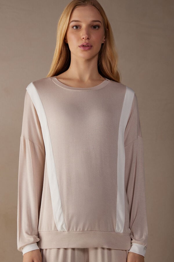 Intimssimi Simple Elegance Long Sleeve Top in Modal Pale Pink | PILER45168