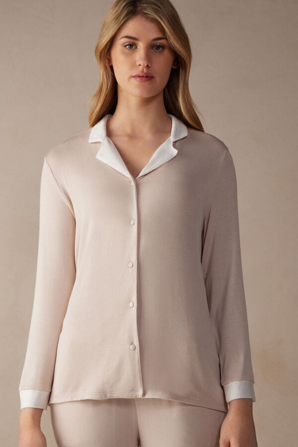 Intimssimi Simple Elegance Open Front Cardigan in Modal Pale Pink | ILZPD99582