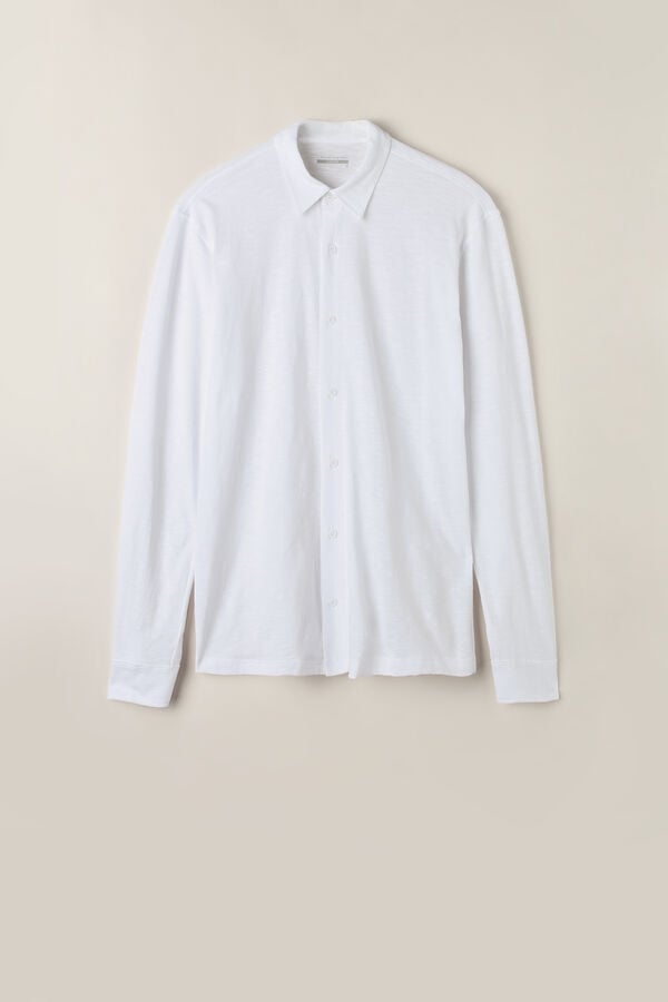 Intimssimi Slub Cotton Long Sleeve Shirt White | YILVQ71242