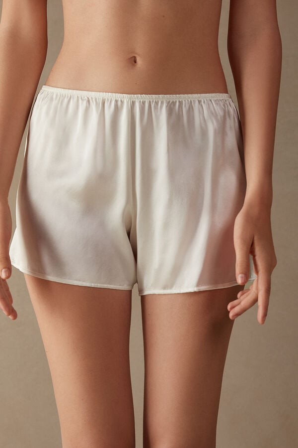 Intimssimi Smooth Silk-Satin Shorts White | QILWA77053