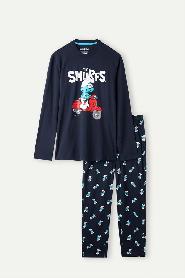 Intimssimi Smurfs Full Length Cotton Pajamas Blue | ILCVG68088