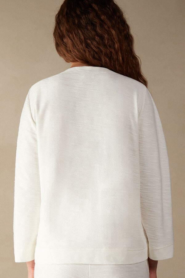 Intimssimi Soft Dreams Long Sleeve Button-Up Shirt White | FILHY71797