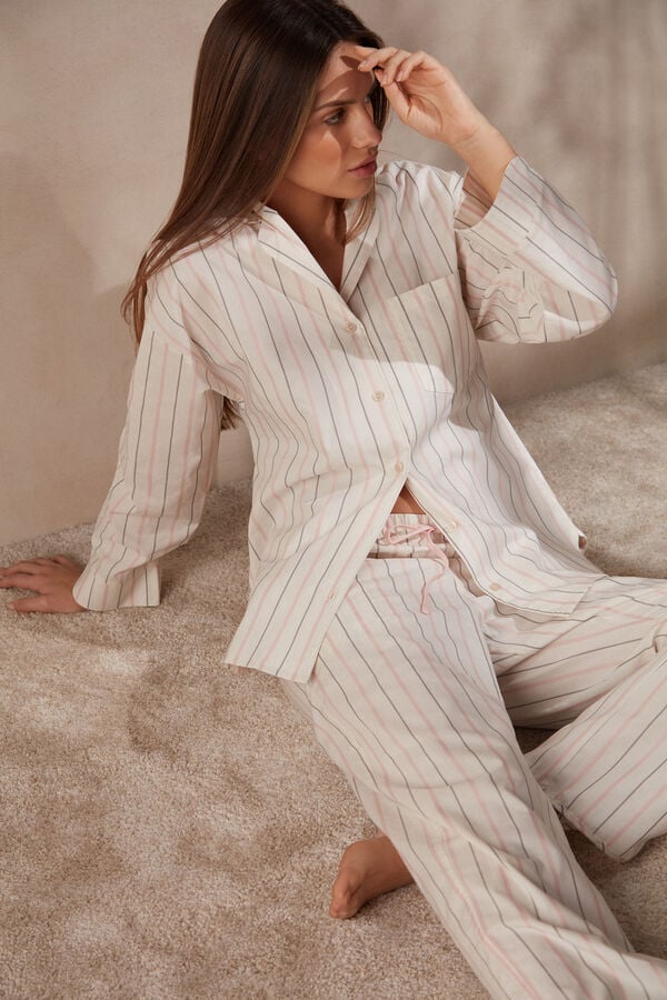 Intimssimi Soft Spring Long Sleeve Button-Up Shirt White | ILNEJ92397