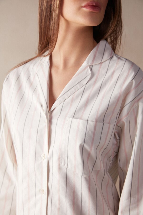 Intimssimi Soft Spring Long Sleeve Button-Up Shirt White | ILNEJ92397