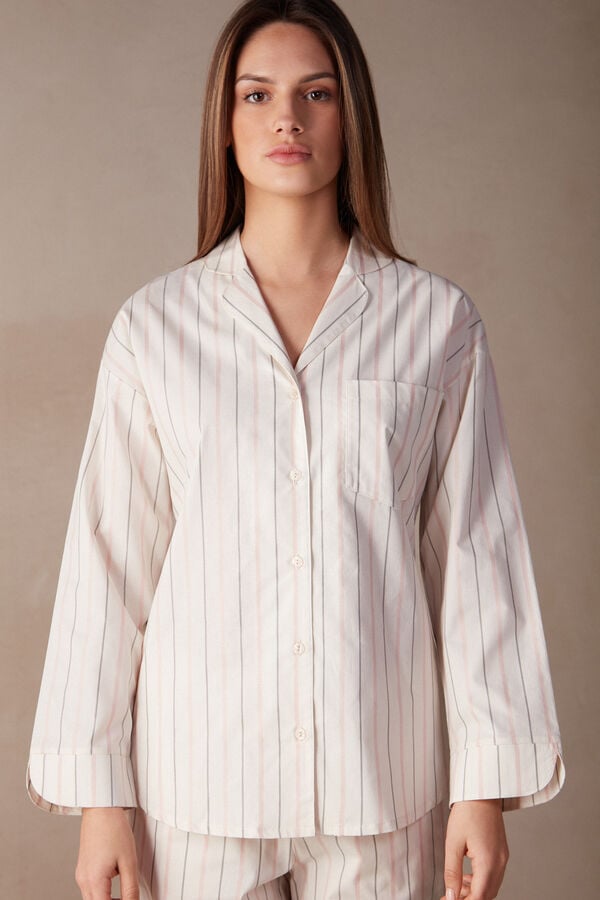 Intimssimi Soft Spring Long Sleeve Button-Up Shirt White | ILNEJ92397