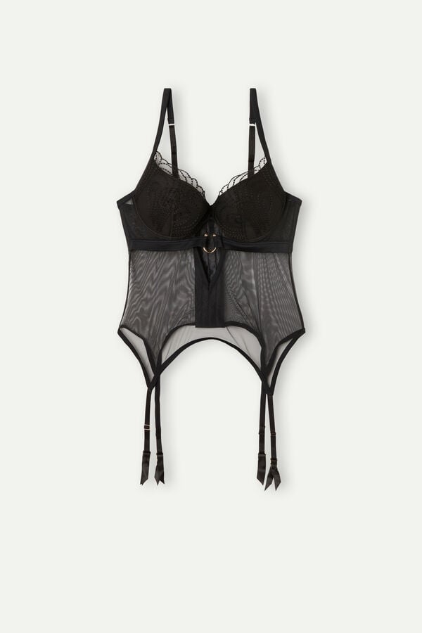 Intimssimi Steal the Show Guipure Demi-Cup Bra Black | ILEAH26708