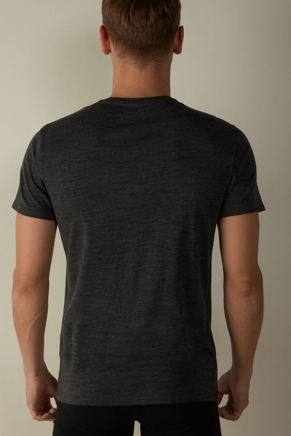 Intimssimi Stretch Merino Wool Short-Sleeve T-Shirt Dark Grey | PILQX27283