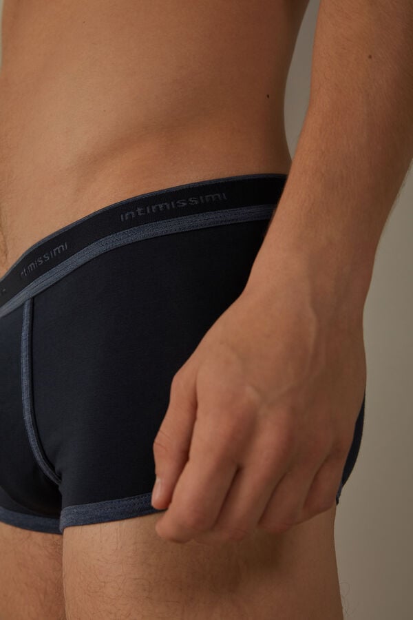 Intimssimi Stretch Supima® Cotton Boxer Shorts with Logo Detail Blue | FILHY60435