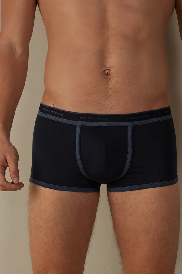 Intimssimi Stretch Supima® Cotton Boxer Shorts with Logo Detail Blue | FILHY60435