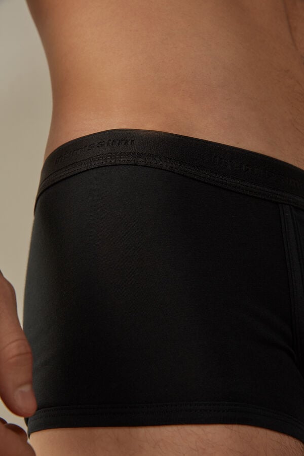 Intimssimi Stretch Supima® Cotton Boxer Shorts with Logo Detail Black | FILUI33554