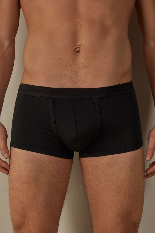 Intimssimi Stretch Supima® Cotton Boxer Shorts with Logo Detail Black | FILUI33554