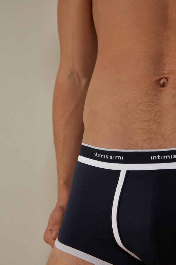 Intimssimi Stretch Supima® Cotton Boxer Shorts with Logo Detail Blue | GILEC93426