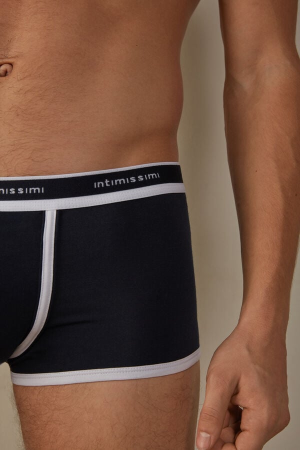 Intimssimi Stretch Supima® Cotton Boxer Shorts with Logo Detail Blue | GILEC93426