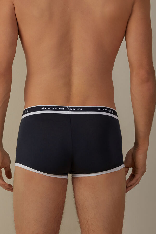 Intimssimi Stretch Supima® Cotton Boxer Shorts with Logo Detail Blue | GILEC93426