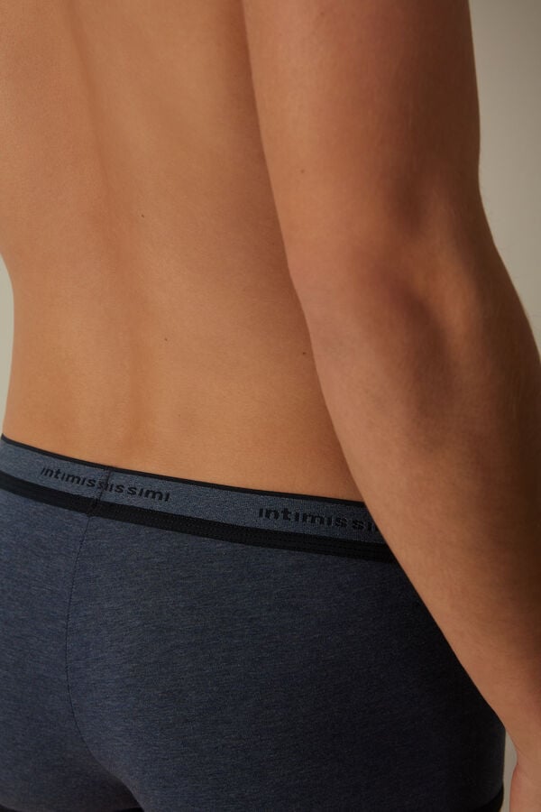 Intimssimi Stretch Supima® Cotton Boxer Shorts with Logo Detail Blue | ILEGJ46280