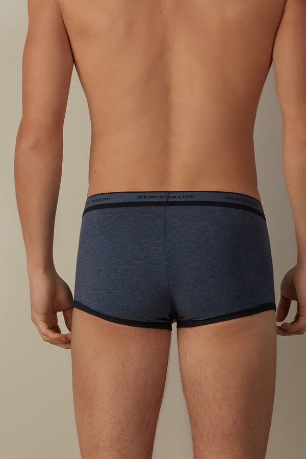 Intimssimi Stretch Supima® Cotton Boxer Shorts with Logo Detail Blue | ILEGJ46280