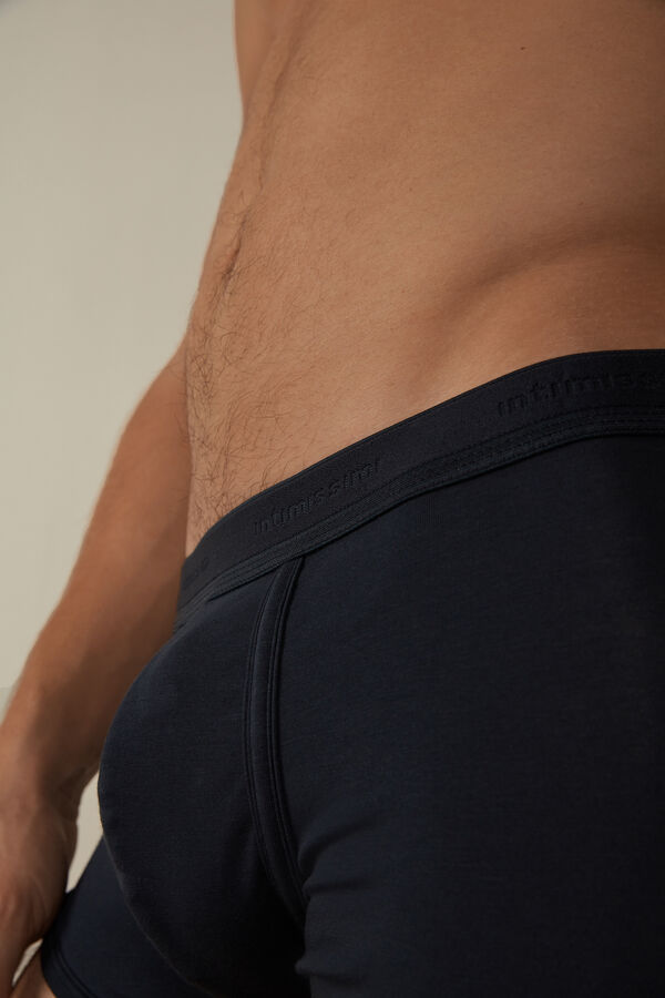 Intimssimi Stretch Supima® Cotton Boxer Shorts with Logo Detail Blue | ILEGJ48951