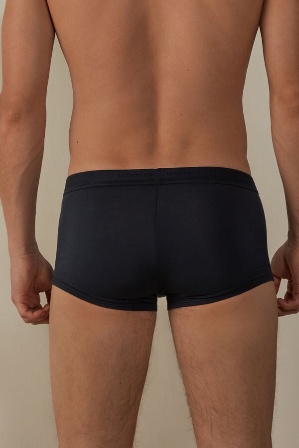 Intimssimi Stretch Supima® Cotton Boxer Shorts with Logo Detail Blue | ILEGJ48951