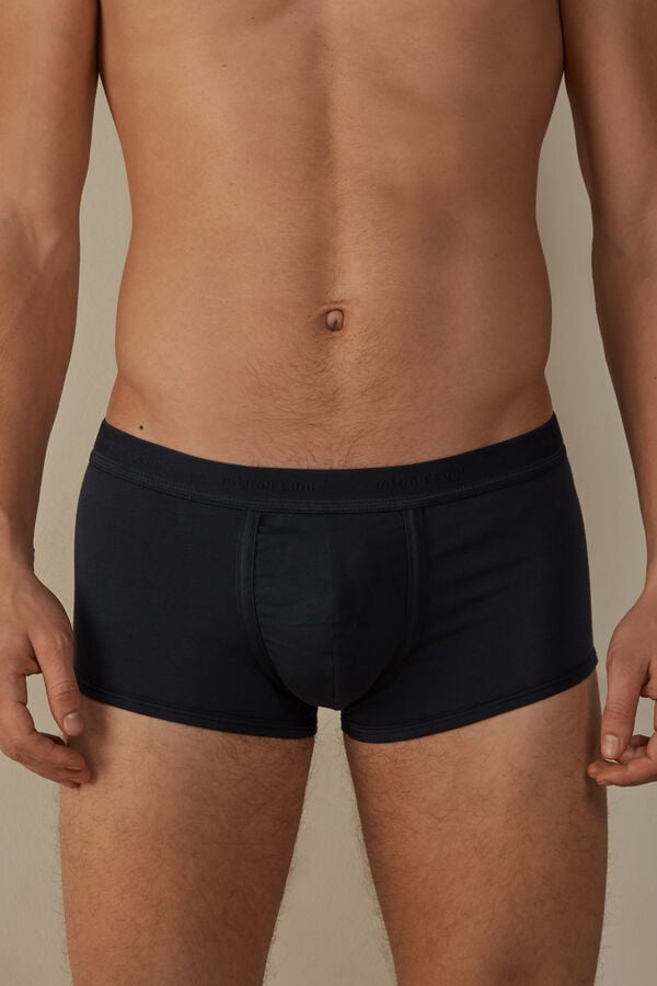 Intimssimi Stretch Supima® Cotton Boxer Shorts with Logo Detail Blue | ILEGJ48951