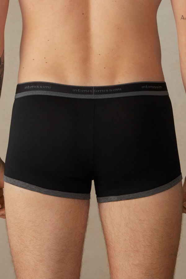 Intimssimi Stretch Supima® Cotton Boxer Shorts with Logo Detail Black | ILZPD26290