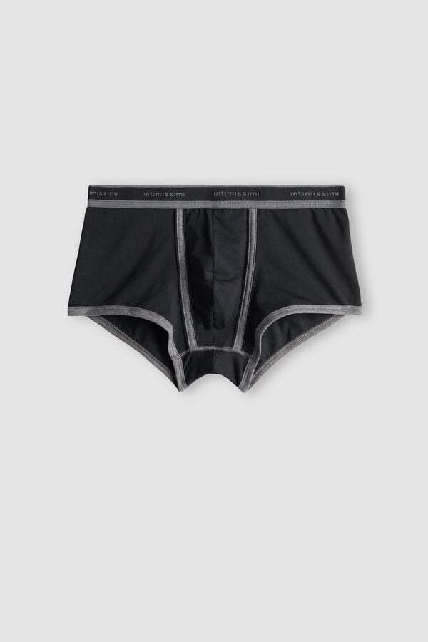 Intimssimi Stretch Supima® Cotton Boxer Shorts with Logo Detail Black | ILZPD26290