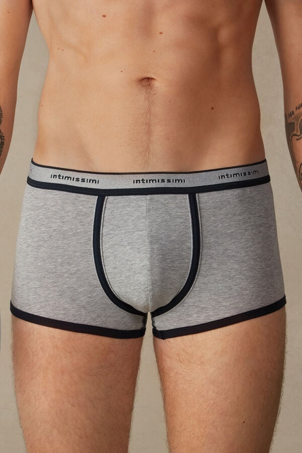 Intimssimi Stretch Supima® Cotton Boxer Shorts with Logo Detail Blue | QILWA12944