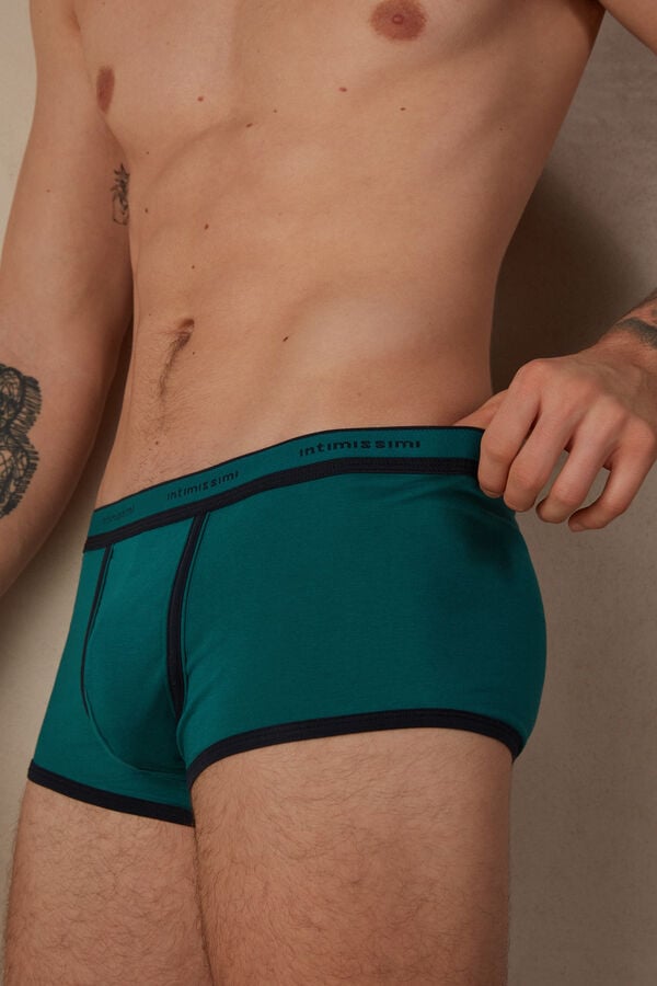 Intimssimi Stretch Supima® Cotton Boxer Shorts with Logo Detail Green | TILWZ53473