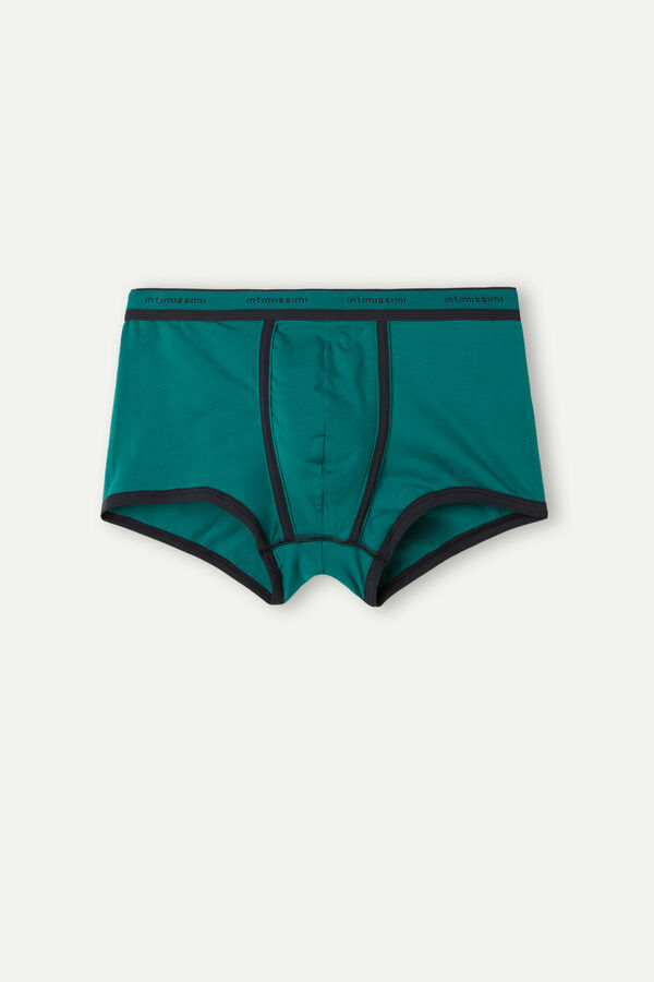 Intimssimi Stretch Supima® Cotton Boxer Shorts with Logo Detail Green | TILWZ53473